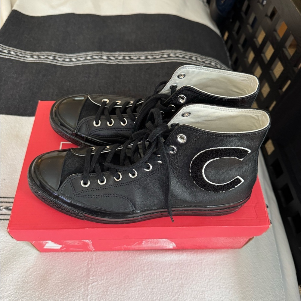Converse Chuck 70 Black Leather High-Top Sneakers size 10.5